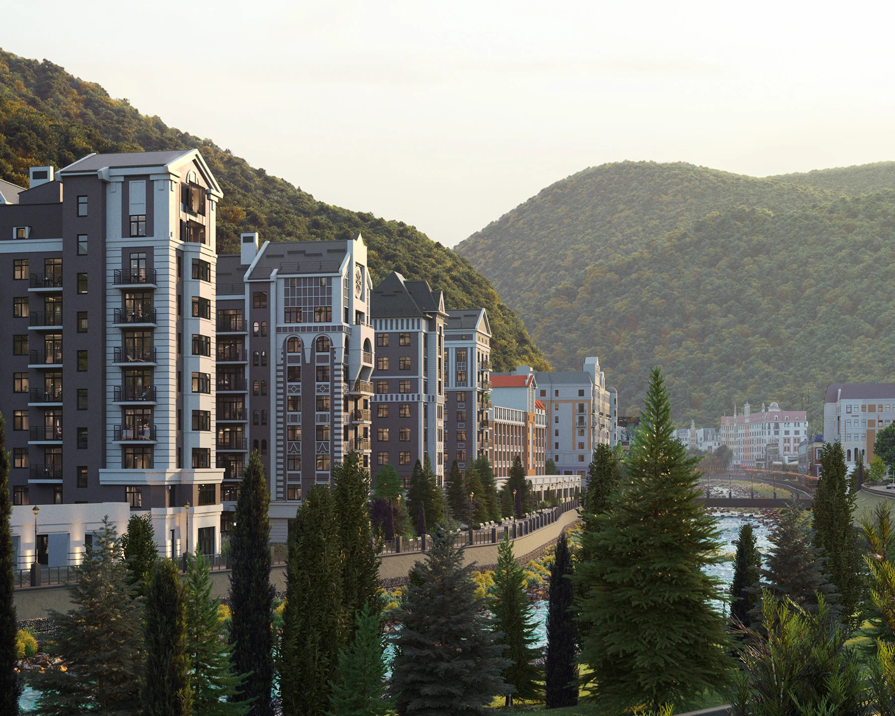 LEEPRIME Residences — Внешний облик LEEPRIME Residences на курорте «Роза Хутор». Визуализация.