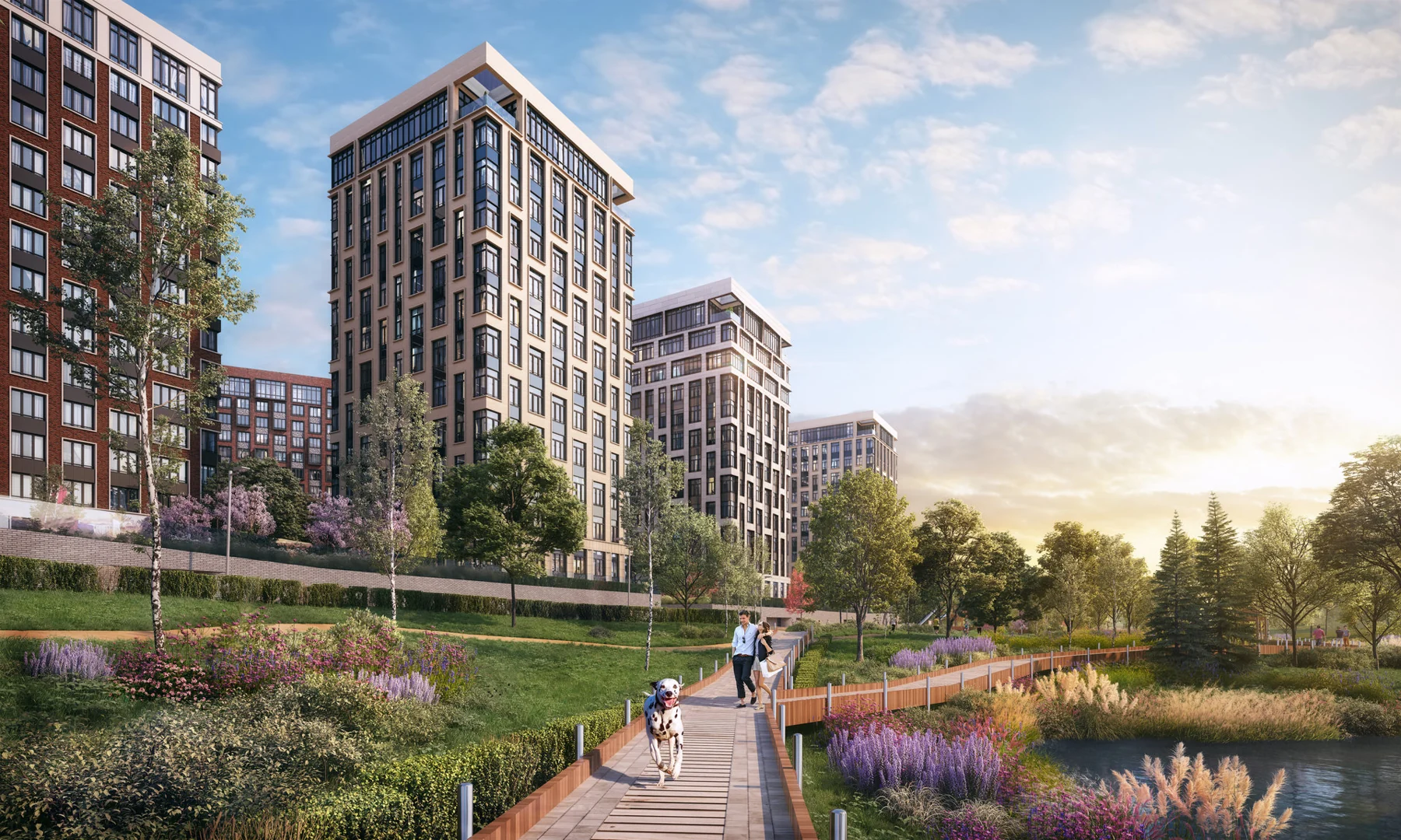Вест Гарден · первая очередь West Garden — West Garden: концепция благоустройства из публикации о первой очереди. Визуализация.